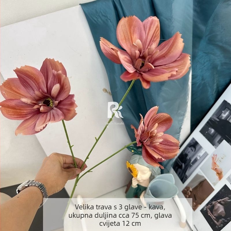 Umjetni cvjetovi Gerbera s tri glavice za svadbene dvorane i kućnu dekoraciju u seoskom stilu