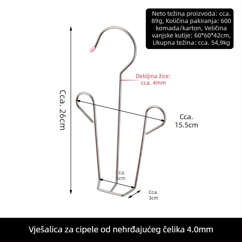 Vješalica za cipele od nehrđajućeg čelika za balkon, otporna na vjetar, višenamjenski sušilni stalak