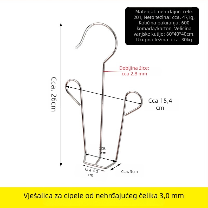 Vješalica za cipele od nehrđajućeg čelika za balkon, otporna na vjetar, višenamjenski sušilni stalak