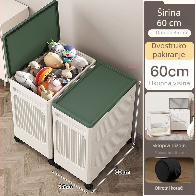 Kutija za odjeću i igračke velike kapacitete, s poklopcem protiv prašine i pomičnim ormarićem, širina 60 cm, za spavaću sobu