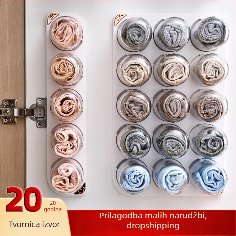 Plastična zidna kutija za pohranu donjeg rublja i čarapa, prozirna, s pregradnim odjeljcima
