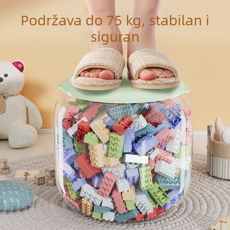 Prozirna stolička za pohranu – kružno plastično sjedalo s kapacitetom 12 L za pohranu igračaka i lutaka