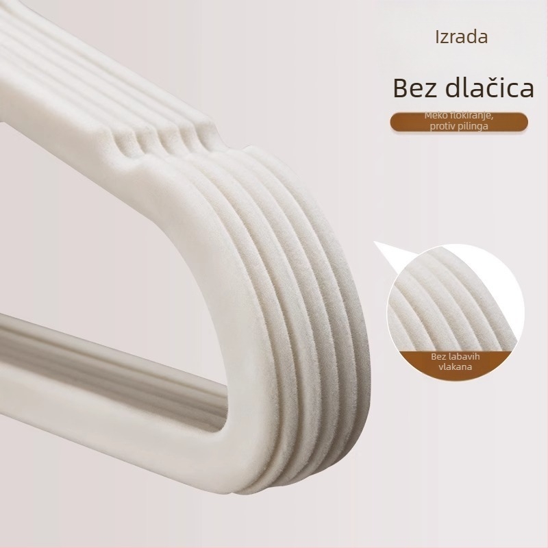 Vješalica za odjeću s flokiranim premazom, novi model za kućnu upotrebu, deblja, protuklizna, za dječju odjeću i skladištenje