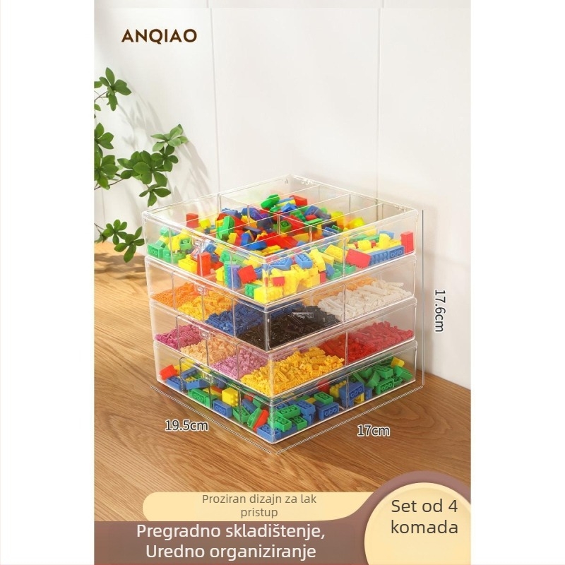 Kutija za pohranu građevnih blokova za djecu, s pregradama za sitne Lego dijelove