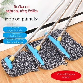 Plosnati mop od pamuk niti s drvenom ručkom, tradicionalni mop za čišćenje