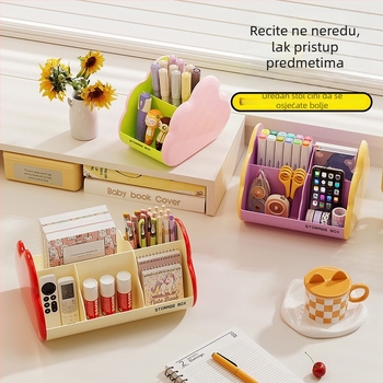 Organizator za stolni manikur s više pretinaca, velika kapaciteta za UV-gel četkice, pamuk diskovi i kutija za pohranu