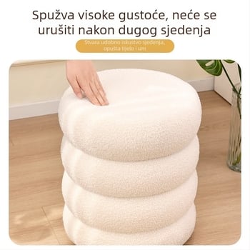Baršunasti okrugli niski tabure za dom, mali tabure za dnevni boravak, udoban za dugo sjedenje, tabure za cipele u hodniku