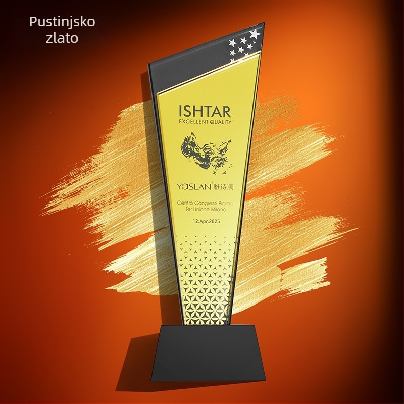 Prilagođeni kristalni trofej za dodjelu nagrade izvanrednom zaposleniku na svečanoj ceremoniji godišnjeg sastanka tvrtke