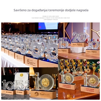 Prilagođena kristalna trofeja za godišnjicu tvrtke i nagrade s logom