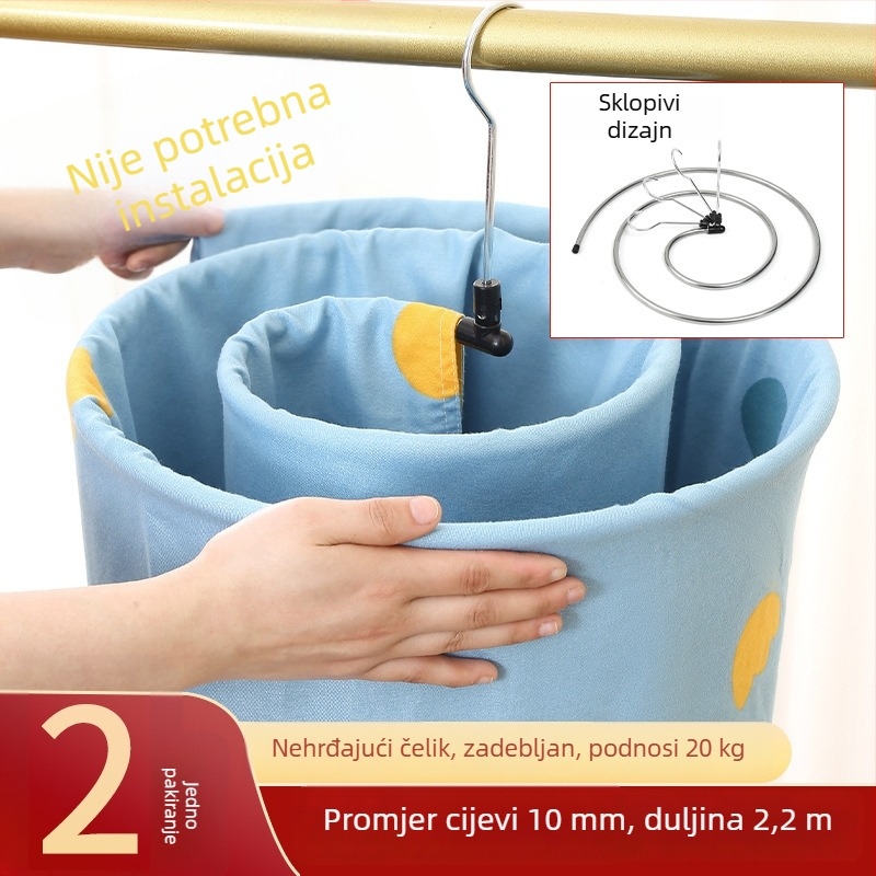 Veliki kružni spiralni stalak za sušenje odjeće na balkon, od nehrđajućeg čelika