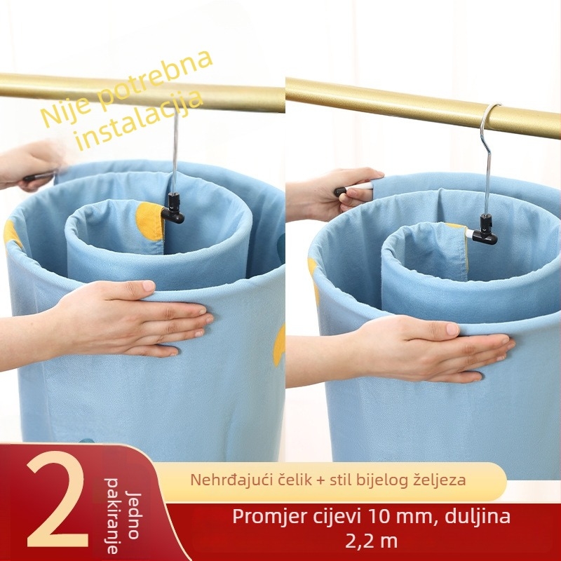 Veliki kružni spiralni stalak za sušenje odjeće na balkon, od nehrđajućeg čelika