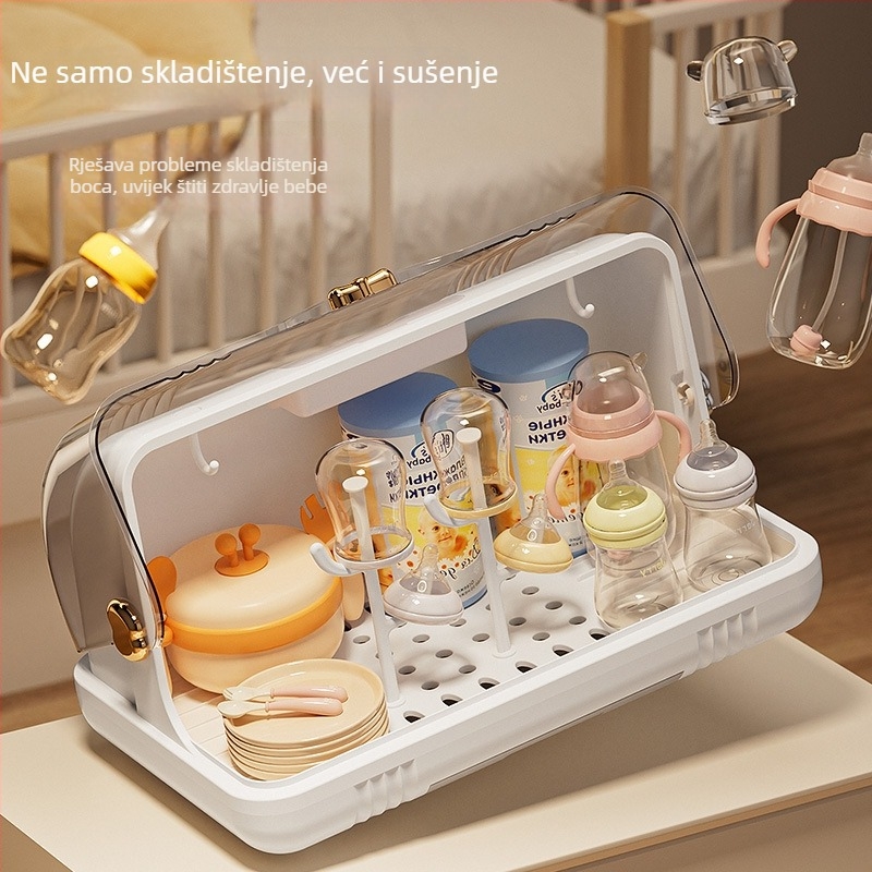 Kutija za sterilizaciju bočica i kutija za pohranu dječje posude sa odvodnim stalakom