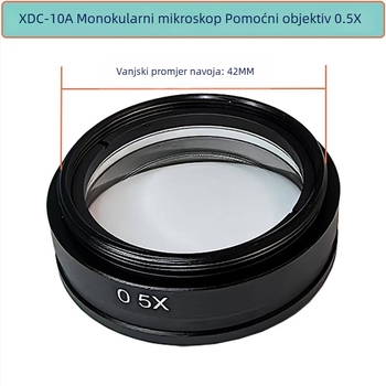 XDC-10A monokularni video mikroskop — pomoćni objektiv, povećanje 2x, smanjenje 0,35x i 0,5x