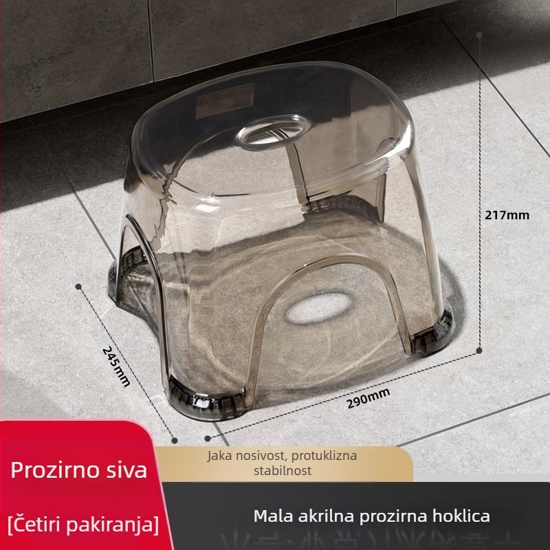 Prozirni akrilni mali tabure za dom, niski tabure za dnevni boravak, okrugli dječji tabure, čvrsti mali stol