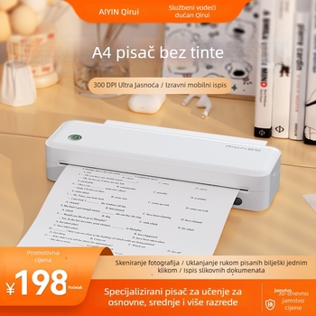 Qirui prijenosni termalni pisač za kućnu upotrebu, Bluetooth, A4, bežično printanje s telefona za učenike – vježbe grešaka bez tinte