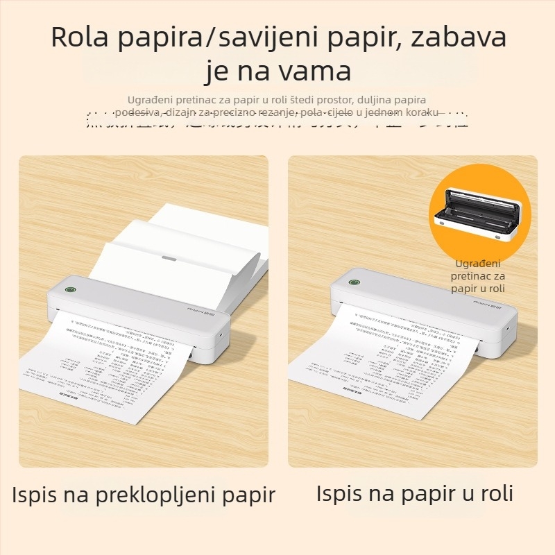 Qirui prijenosni termalni pisač za kućnu upotrebu, Bluetooth, A4, bežično printanje s telefona za učenike – vježbe grešaka bez tinte