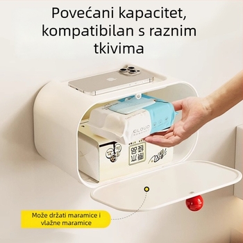 Zidna kutija za toaletni papir s cartoon dizajnom, otporna na prašinu, za kupaonicu i kuhinju, bez bušenja