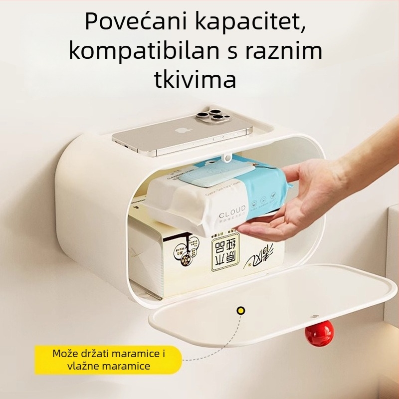 Zidna kutija za toaletni papir s cartoon dizajnom, otporna na prašinu, za kupaonicu i kuhinju, bez bušenja