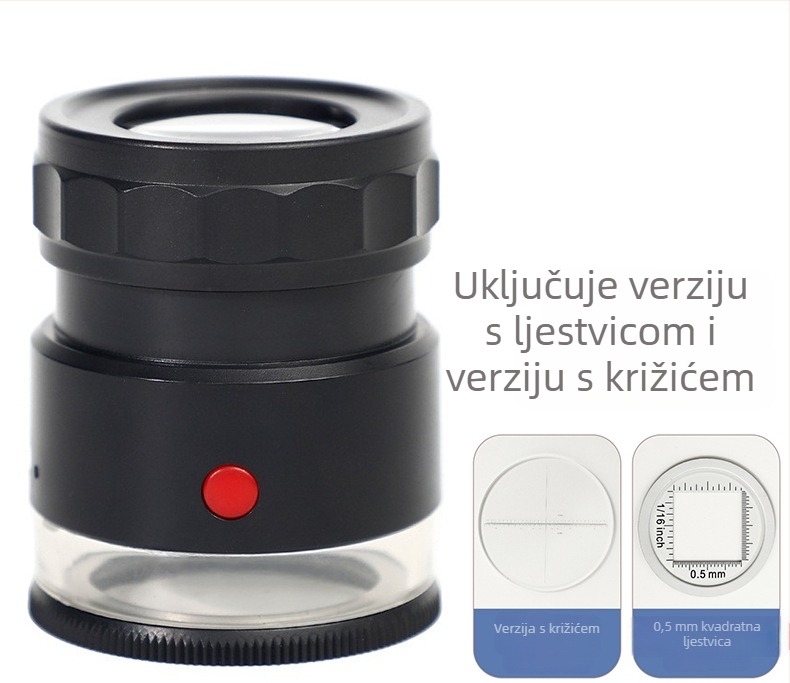 USB punjiva lupa s osvjetljenjem i mjernom trakom, prijenosna 10x lupa, tisk točkica na novčićima i tkaninama