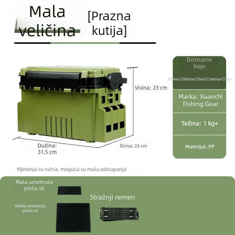Xuanshi Luya Dvoslojna kutija za ribolov s velikim kapacitetom skladištenja ribolovnog pribora