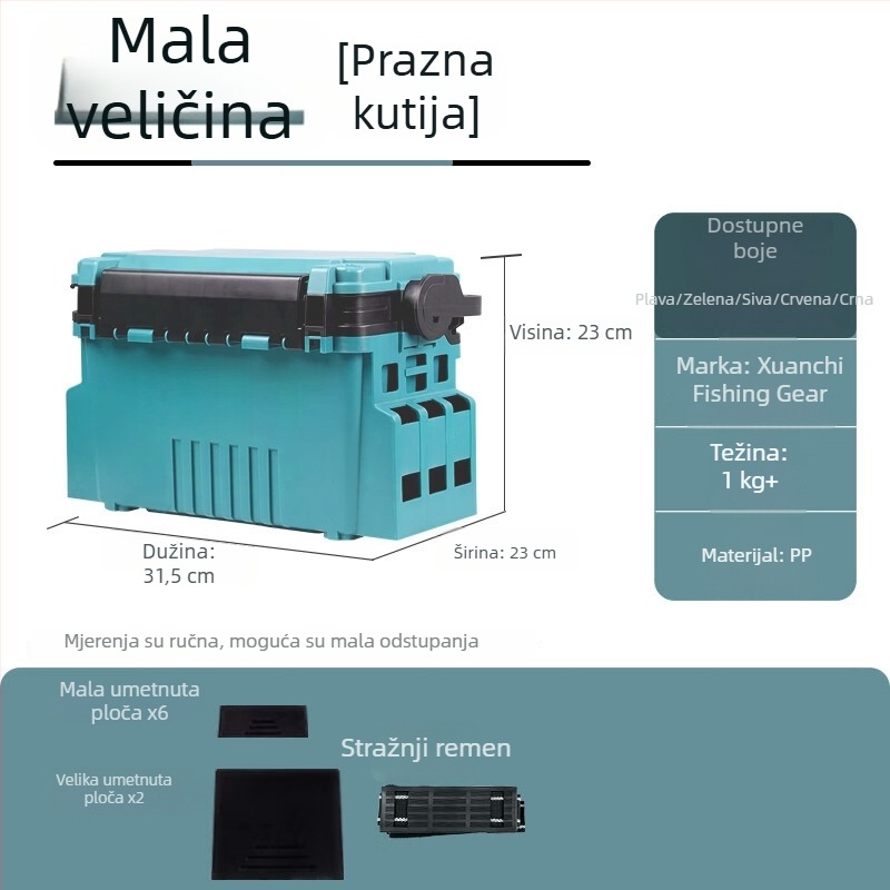 Xuanshi Luya Dvoslojna kutija za ribolov s velikim kapacitetom skladištenja ribolovnog pribora