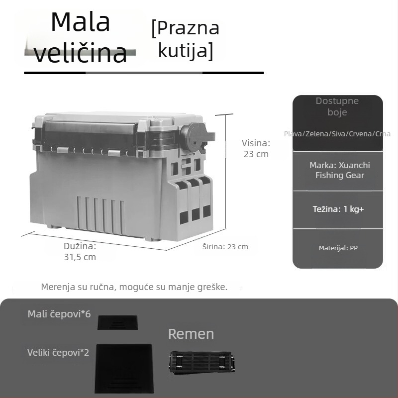 Xuanshi Luya Dvoslojna kutija za ribolov s velikim kapacitetom skladištenja ribolovnog pribora