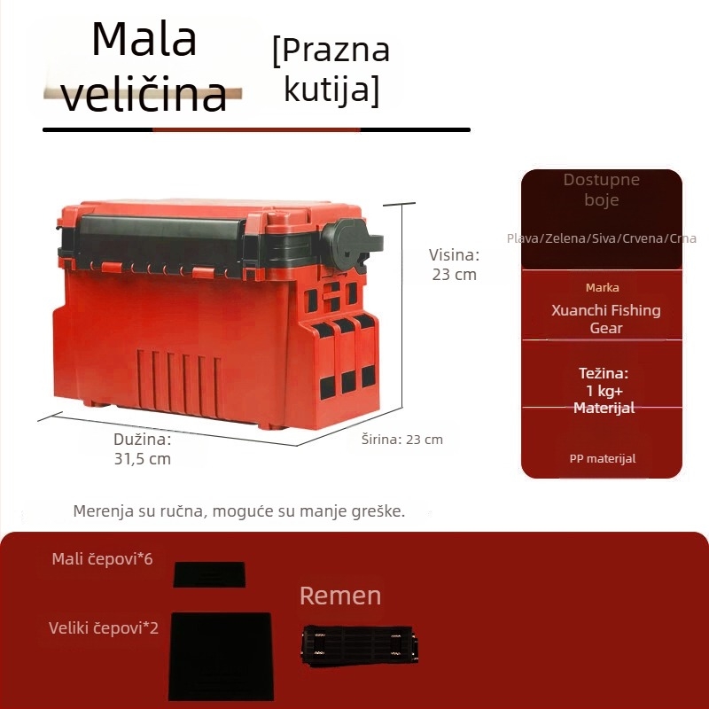 Xuanshi Luya Dvoslojna kutija za ribolov s velikim kapacitetom skladištenja ribolovnog pribora