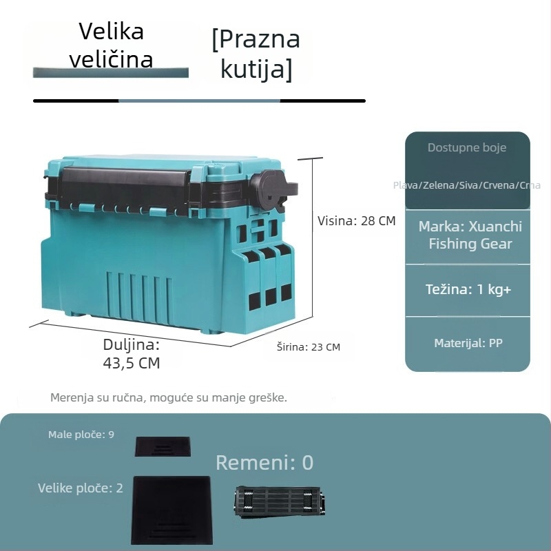 Xuanshi Luya Dvoslojna kutija za ribolov s velikim kapacitetom skladištenja ribolovnog pribora