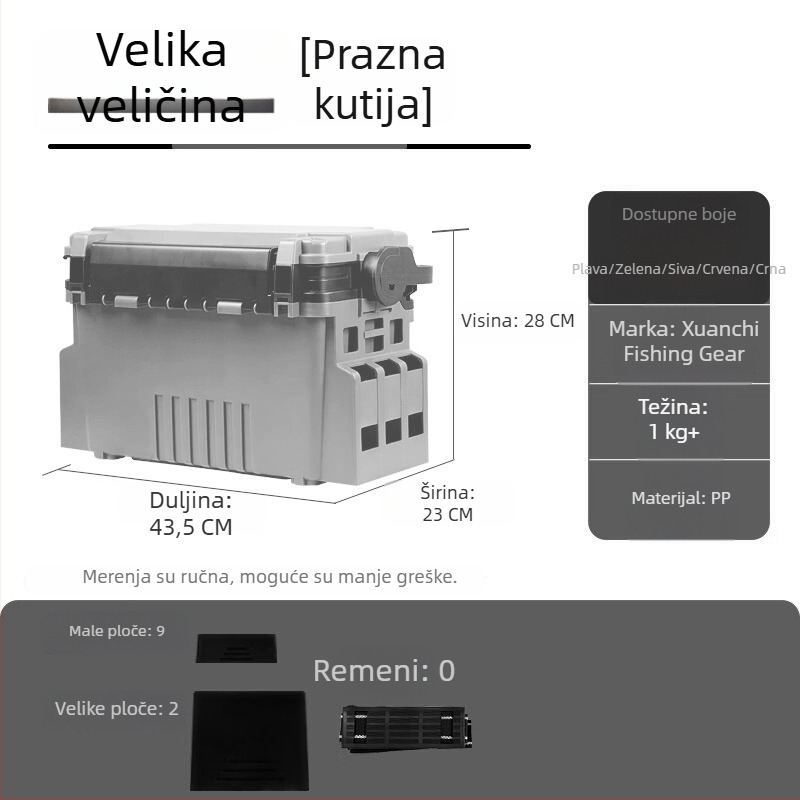 Xuanshi Luya Dvoslojna kutija za ribolov s velikim kapacitetom skladištenja ribolovnog pribora