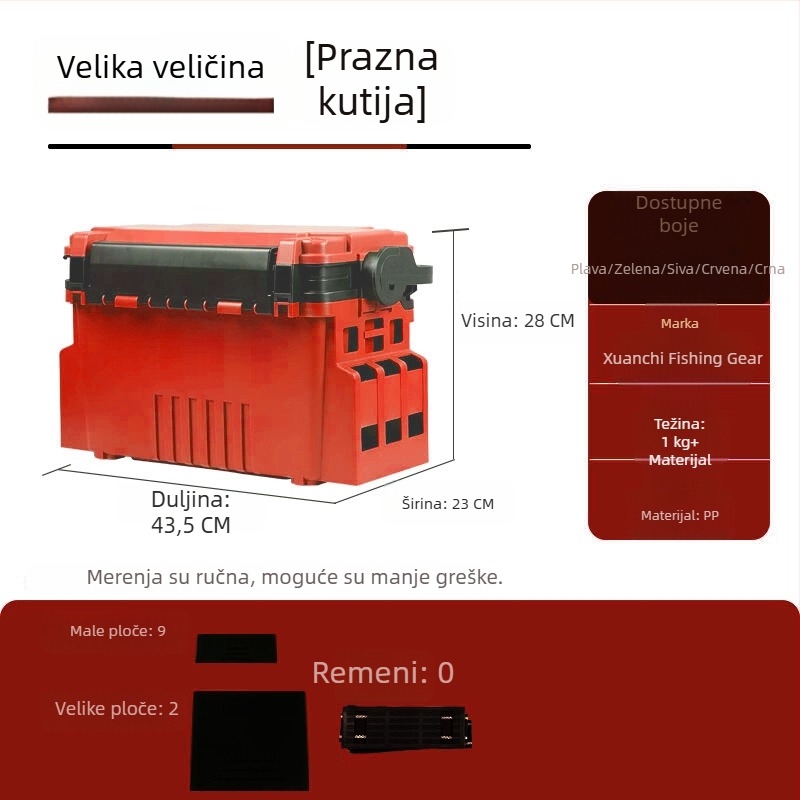 Xuanshi Luya Dvoslojna kutija za ribolov s velikim kapacitetom skladištenja ribolovnog pribora