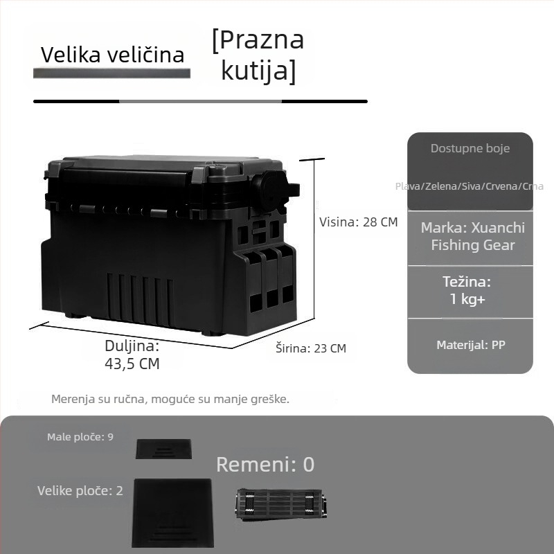 Xuanshi Luya Dvoslojna kutija za ribolov s velikim kapacitetom skladištenja ribolovnog pribora