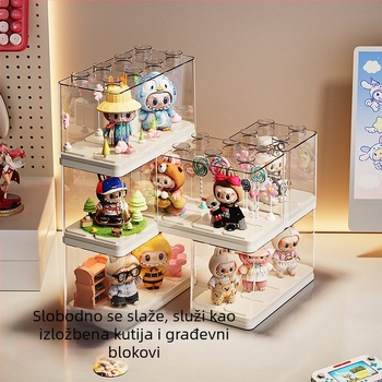 Prozirna akrilna vitrina s poklopcem za skladištenje blind box i LEGO igračaka – stolni organizator