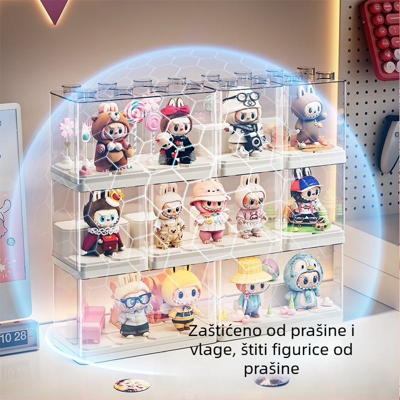 Prozirna akrilna vitrina s poklopcem za skladištenje blind box i LEGO igračaka – stolni organizator