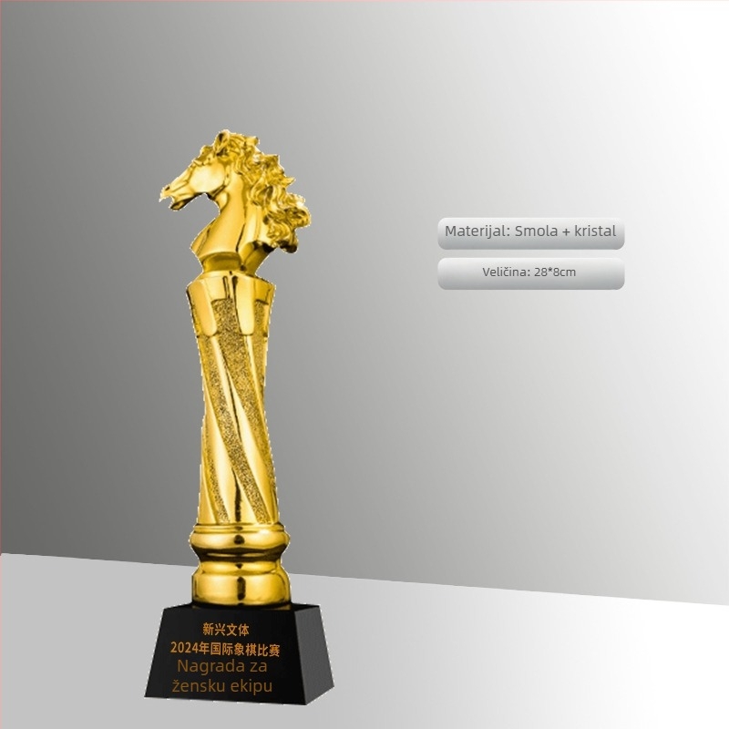 Kristalni trofej od smole, graviran za šah, kineski šah, međunarodne dame i Go
