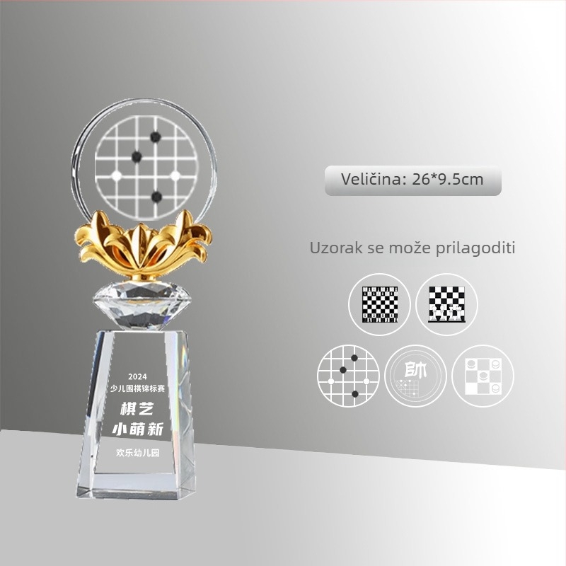 Kristalni trofej od smole, graviran za šah, kineski šah, međunarodne dame i Go