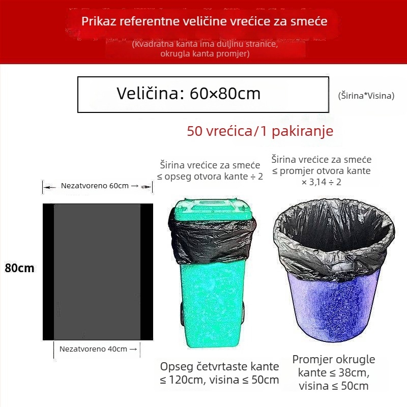 Velike vreće za smeće, izuzetno debeli, za kuhinju, hotel, upravljanje nekretninama, školu, komercijalnu upotrebu, visok kapacitet