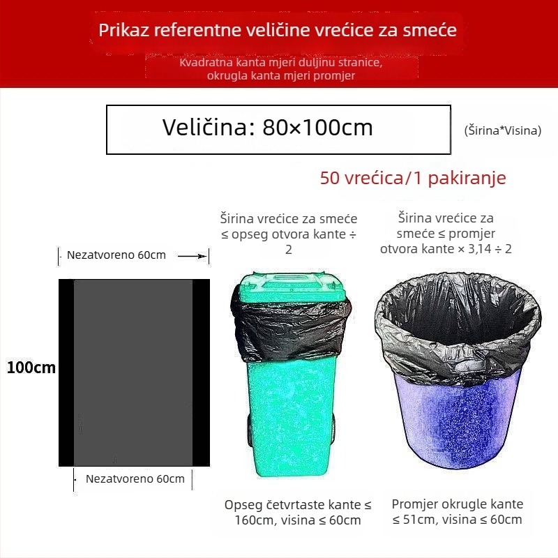 Velike vreće za smeće, izuzetno debeli, za kuhinju, hotel, upravljanje nekretninama, školu, komercijalnu upotrebu, visok kapacitet