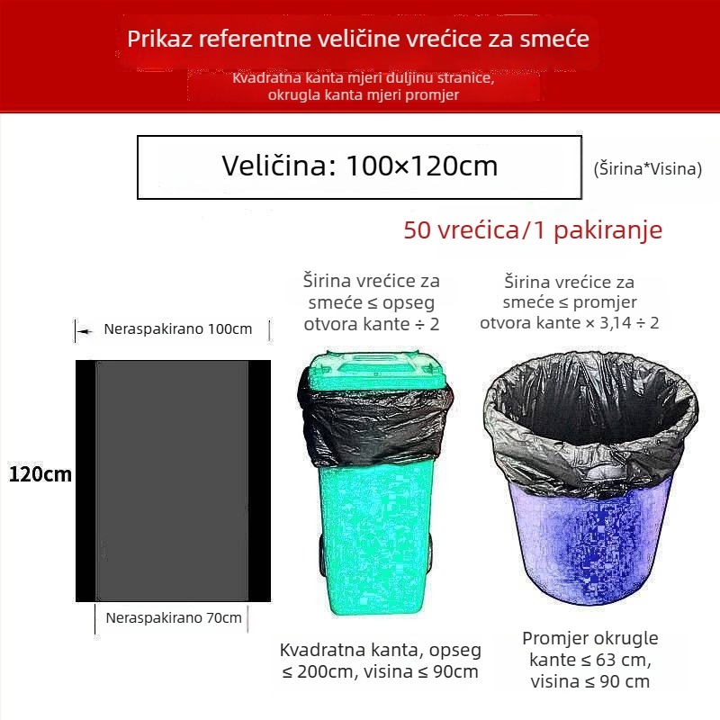 Velike vreće za smeće, izuzetno debeli, za kuhinju, hotel, upravljanje nekretninama, školu, komercijalnu upotrebu, visok kapacitet