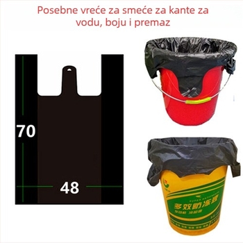 Velika vreća za smeće u stilu prsluka, prenosiva, ekstra debela, za komercijalnu upotrebu, za vanjsku upotrebu, crna.