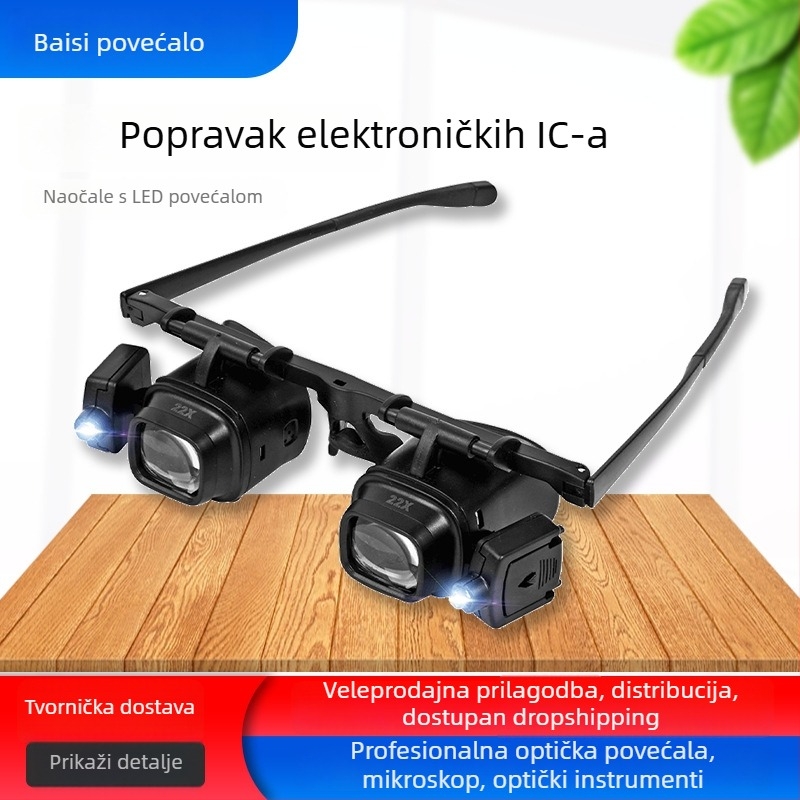 LED naočale za uvećanje 24x, višefokusne leće za popravak elektroničkih čipova, model 2925S2