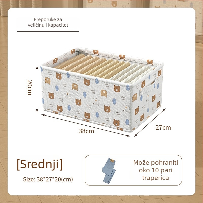 Sklopiva platnena kutija za odlaganje odjeće, organizator garderobe, s karikaturnim uzorkom, kapacitet 30–40 L