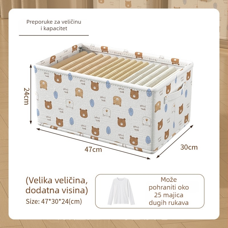 Sklopiva platnena kutija za odlaganje odjeće, organizator garderobe, s karikaturnim uzorkom, kapacitet 30–40 L