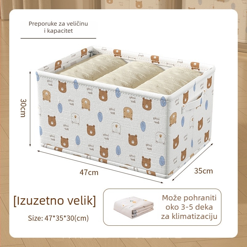 Sklopiva platnena kutija za odlaganje odjeće, organizator garderobe, s karikaturnim uzorkom, kapacitet 30–40 L