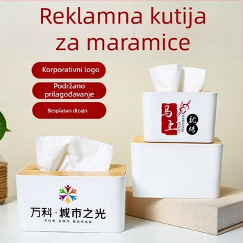 Prilagođena kutija za salvete s otiskom loga i drvenim poklopcem