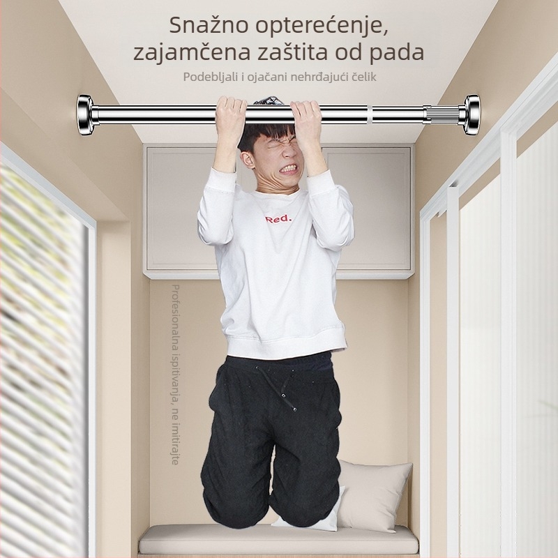 Nehrđajući čelični štap za sušenje odjeće za balkon, zidni fiksni tip, bez bušenja, proširiv, za kućnu uporabu
