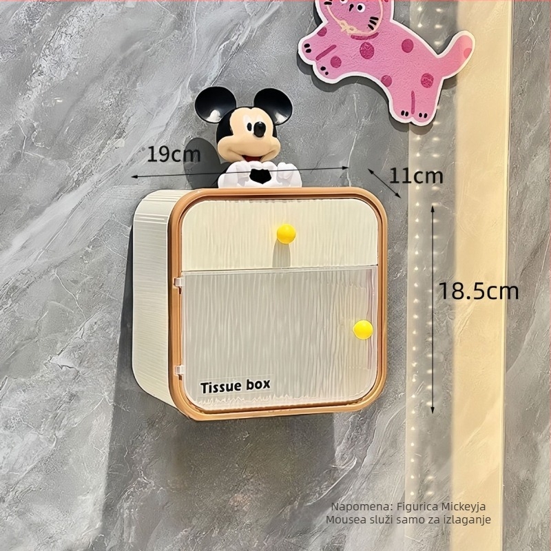 Zidna kutija za toaletni papir s držačem i policom, vodootporan plastični