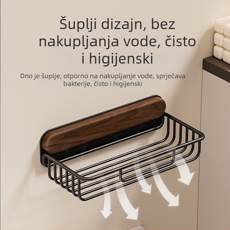 Kutija za maramice od crnog oraha, držač toaletnog papira, kupaonica, zidni bez bušenja