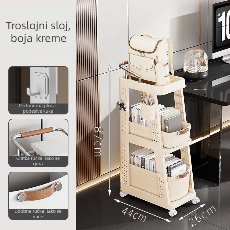 Prijenosni trostruki podni stalak za knjige i torbe, s velikim kapacitetom