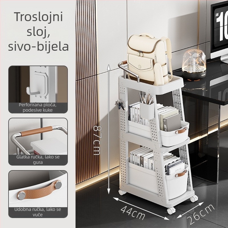 Prijenosni trostruki podni stalak za knjige i torbe, s velikim kapacitetom