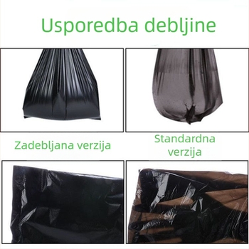 Crne debele plastične vreće za otpad za kućnu upotrebu, set različitih veličina, praktične za svakodnevnu upotrebu
